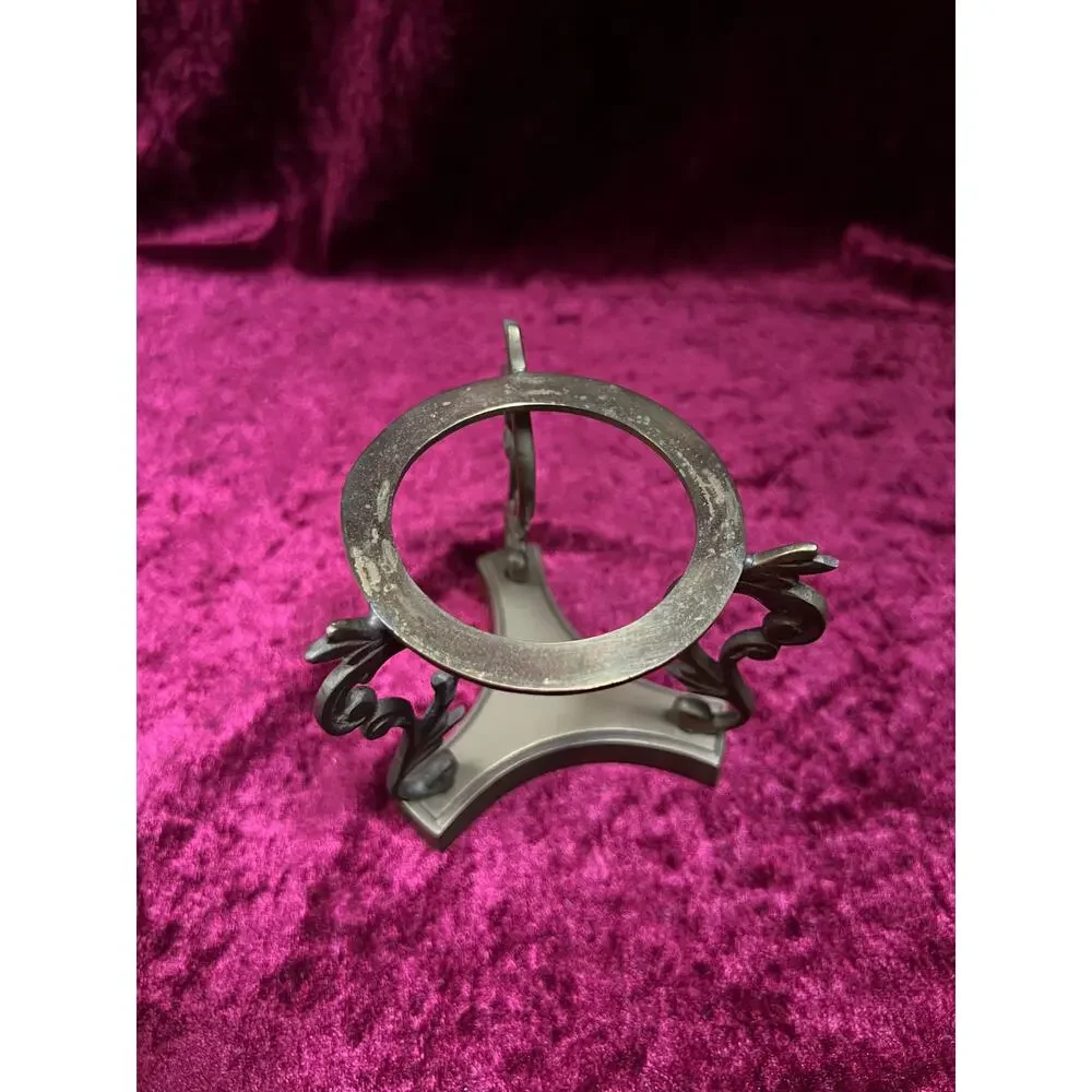 Vintage Cut Crystal Candle Holder - Rose Globe on Ornate Brass Pedestal Stand